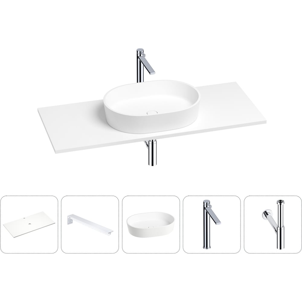 Раковина-столешница Wellsee Le.premier в наборе 5 в 1: каменная ...