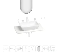 Раковина-столешница Wellsee La.chance в наборе 11 в 1: каменная раковина со столешницей 80 см, кронштейны, смеситель, сифон, вентили, аксессуары, зеркало (цвет набора матовый белый) 202003562