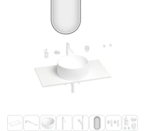 Раковина-столешница Wellsee Le.charme в наборе 11 в 1: каменная раковина со столешницей 90 см, кронштейны, смеситель, сифон, вентили, аксессуары, зеркало (цвет набора матовый белый) 202003722