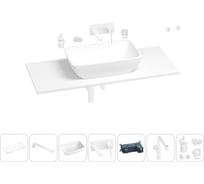 Раковина-столешница Wellsee La.chance в наборе 10 в 1: каменная раковина со столешницей 120 см, кронштейны, смеситель, сифон, аксессуары (цвет набора матовый белый) 202004829
