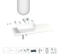 Раковина-столешница с чашей слева Wellsee La.chance в наборе 11 в 1: раковина, столешница 100 см, кронштейны, смеситель, сифон, аксессуары, зеркало (цвет набора хром) 202005190