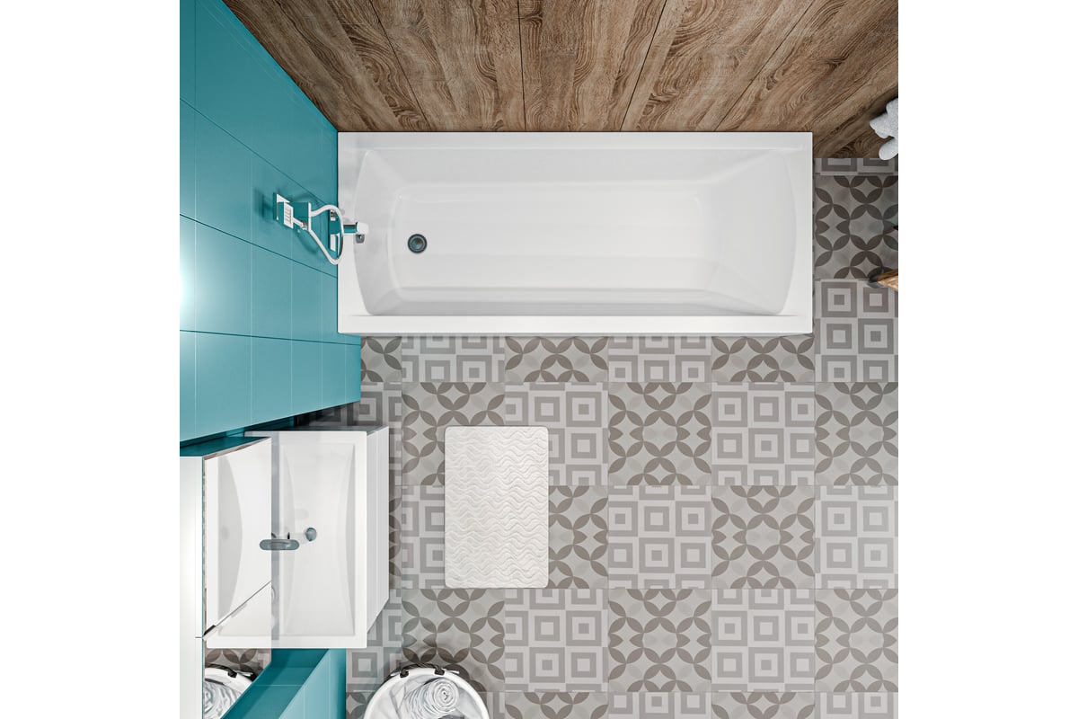 Акриловая ванна Marka One MODERN 175x70 прямоугольная белая 01мод17570 ...