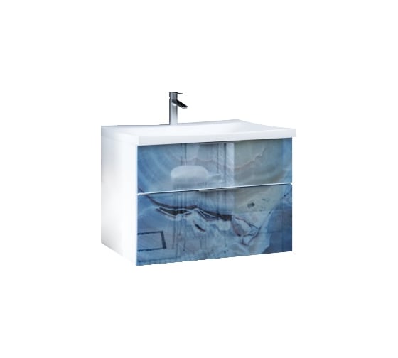 Тумба с раковиной Marka One Idalgo 75П Blue marble У72785