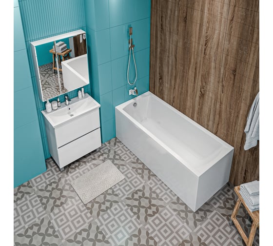 Акриловая ванна Marka One MODERN 165x70 прямоугольная белая 01мод16570