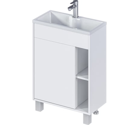 Тумба с раковиной в ванную1Marka Lido 60 см напольная Белый глянец У83298