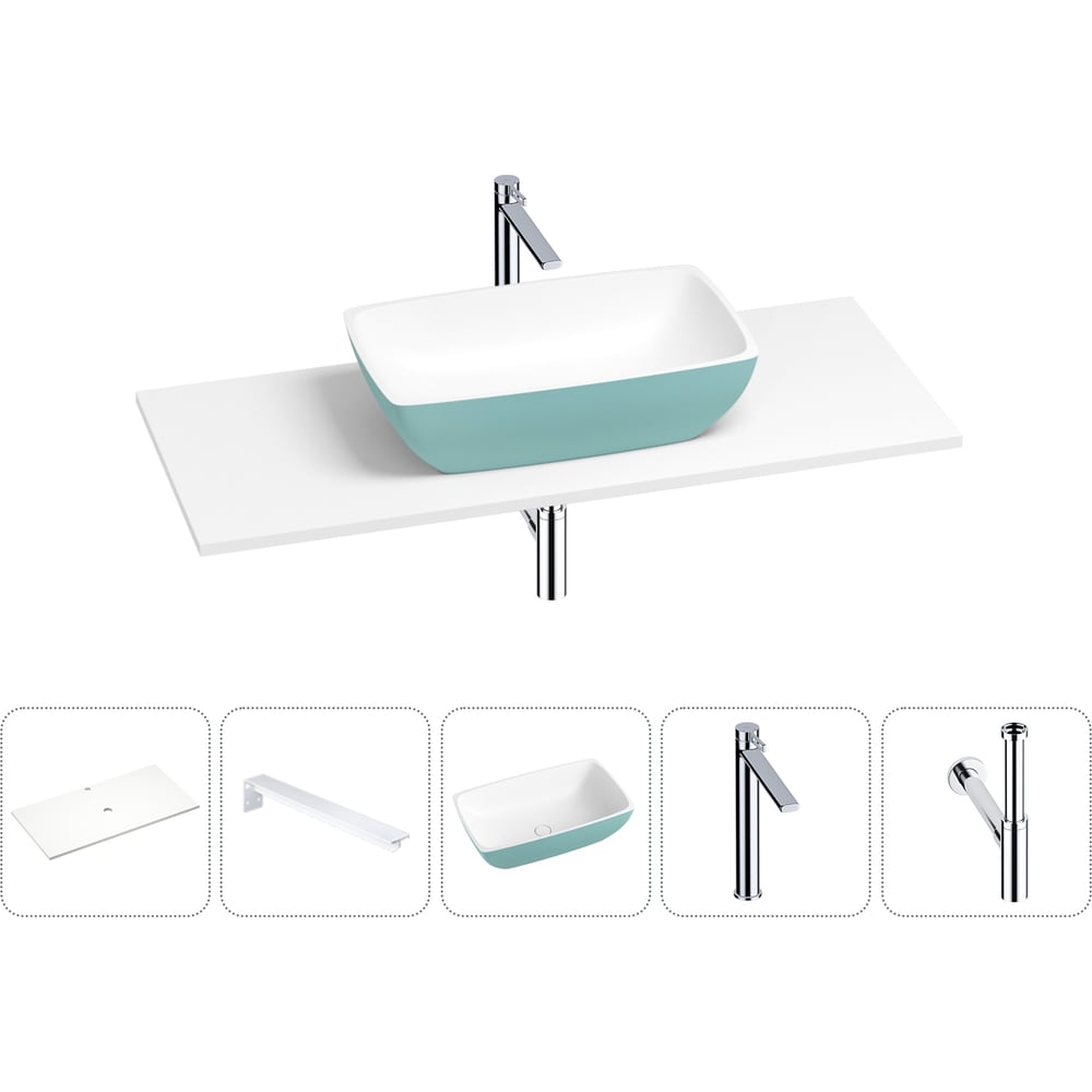 Раковина-столешница для ванной Wellsee La.chance в наборе 5 в 1 ...