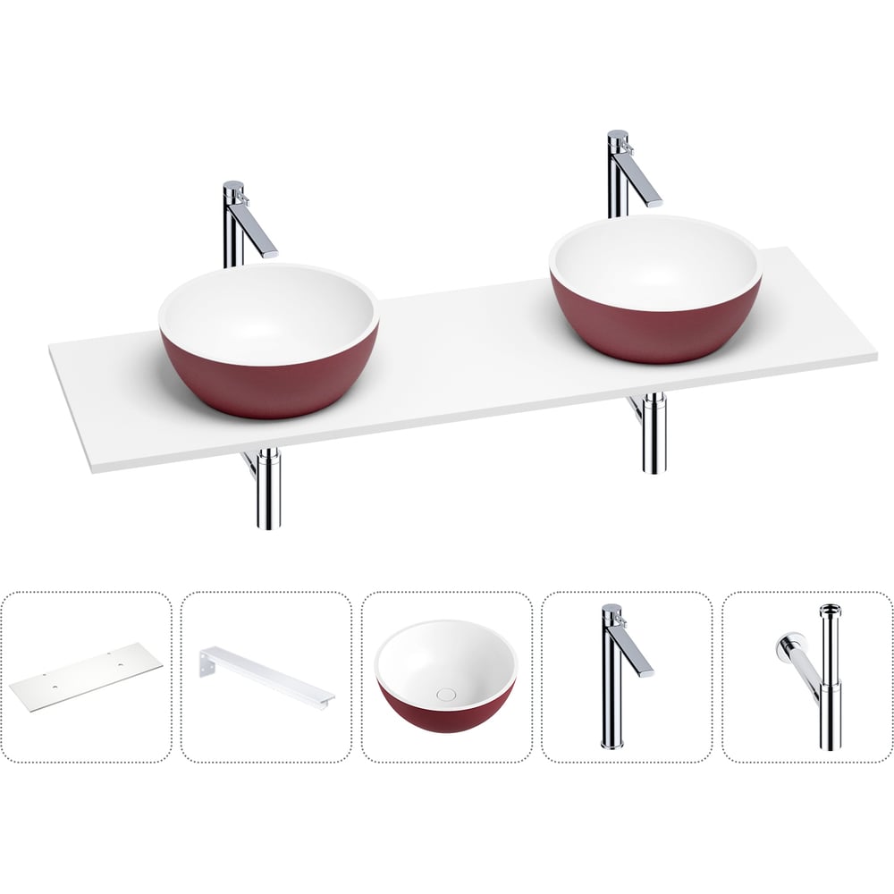 Раковина-столешница Wellsee La.lune в наборе 5 в 1: две раковины из ...