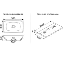 Раковина Wellsee La.chance в наборе 2 в 1: подвесная/мебельная раковина-столешница из камня 100 см (матовый черный/матовый белый цвет), без кронштейнов для подвесного монтажа 214502017