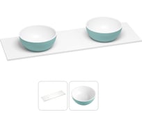 Раковина-столешница с двумя чашами Wellsee La.lune в наборе 2 в 1: раковины из камня с подвесной/мебельной столешницей 120 см (цвет матовый бирюзовый/матовый белый) 214605028