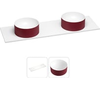 Раковина-столешница с двумя чашами Wellsee Le.charme в наборе 2 в 1: раковины из камня с подвесной/мебельной столешницей 150 см (цвет матовый пурпурно-красный/матовый белый) 214703033