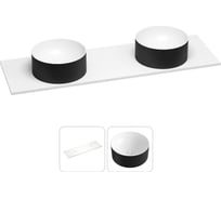 Раковина-столешница с двумя чашами Wellsee Le.charme в наборе 2 в 1: раковины из камня с подвесной/мебельной столешницей 150 см (цвет матовый черный/матовый белый) 214702033