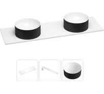 Раковина-столешница с двумя чашами Wellsee Le.charme в наборе 3 в 1: раковины из камня с подвесной столешницей 160 см (цвет матовый черный/матовый белый), с кронштейнами 202007211