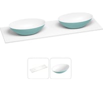 Раковина-столешница с двумя чашами Wellsee Le.huit.mars в наборе 2 в 1: раковины из камня с подвесной/мебельной столешницей 150 см (цвет матовый бирюзовый/матовый белый) 214405013