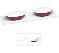 Раковина-столешница с двумя чашами Wellsee Le.huit.mars в наборе 2 в 1: раковины из камня с подвесной/мебельной столешницей 150 см (цвет матовый пурпурно-красный/матовый белый) 214403027