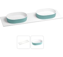 Раковина-столешница с двумя чашами Wellsee Le.premier в наборе 2 в 1: раковины из камня с подвесной/мебельной столешницей 150 см (цвет матовый бирюзовый/матовый белый) 214305029