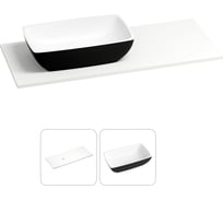 Раковина-столешница с чашей слева Wellsee La.chance в наборе 2 в 1: раковина из камня с подвесной/мебельной столешницей 110 см (цвет матовый черный/матовый белый) 214502020