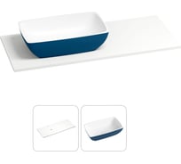 Раковина-столешница с чашей слева Wellsee La.chance в наборе 2 в 1: раковина из камня с подвесной/мебельной столешницей 100 см (цвет матовый темно-синий/матовый белый) 214504004