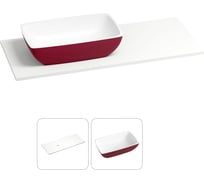 Раковина-столешница с чашей слева Wellsee La.chance в наборе 2 в 1: раковина из камня с подвесной/мебельной столешницей 110 см (цвет матовый пурпурно-красный/матовый белый) 214503020