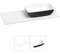 Раковина-столешница с чашей справа Wellsee La.chance в наборе 2 в 1: раковина из камня с подвесной/мебельной столешницей 110 см (цвет матовый черный/матовый белый) 214502007