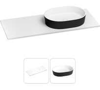 Раковина-столешница с чашей справа Wellsee Le.premier в наборе 2 в 1: раковина из камня с подвесной/мебельной столешницей 100 см (цвет матовый черный/матовый белый) 214302020
