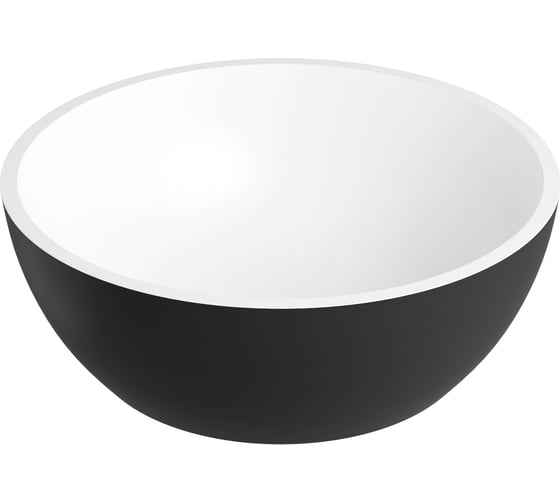 Накладная раковина для ванной Wellsee La.lune : раковина из искусственного камня для ванной (цвет внутренних стенок матовый белый, цвет внешних стенок матовый черный) 214602000 1