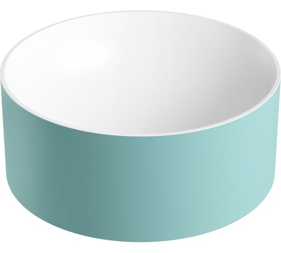 Накладная раковина для ванной Wellsee Le.charme : раковина из искусственного камня для ванной (цвет внутренних стенок матовый белый, цвет внешних стенок матовый бирюзовый) 214705000 1