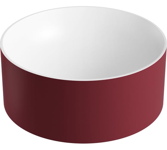 Накладная раковина для ванной Wellsee Le.charme : раковина из искусственного камня для ванной (цвет внутренних стенок матовый белый, цвет внешних стенок матовый пурпурно-красный) 214703000 1