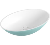 Накладная раковина для ванной Wellsee Le.huit.mars : раковина из искусственного камня для ванной (цвет внутренних стенок матовый белый, цвет внешних стенок матовый бирюзовый) 214405000