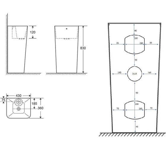 Напольная раковина Cerutti SPA dorris 430x360x830 7830