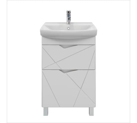 Тумба напольная для ванной комнаты Sanstar линни 55 белая с раковиной клермонт 55 (комплект) 414.1-1.4.1.ККЛЕ