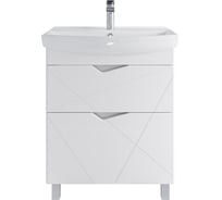Тумба напольная для ванной комнаты Sanstar линни 70 белая с раковиной клермонт 70 (комплект) 416.1-1.4.1.ККЛЕ