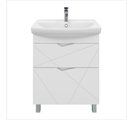 Тумба напольная для ванной комнаты Sanstar линни 70 белая с раковиной клермонт 70 (комплект) 416.1-1.4.1.ККЛЕ