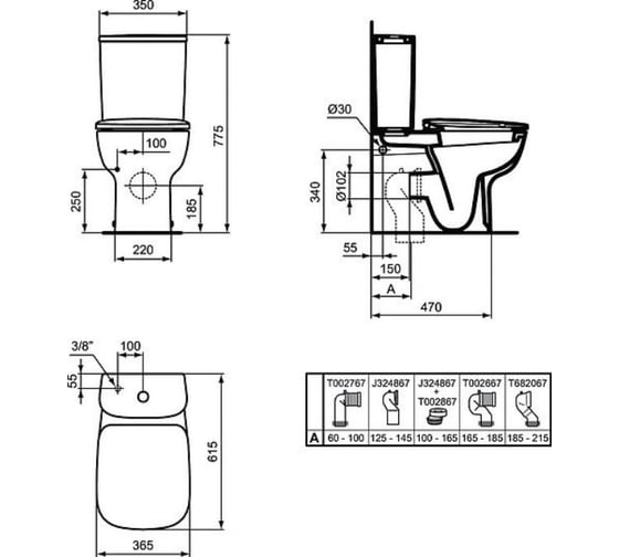 Чаша для унитаза-компакта Ideal Standard Esedra T283401