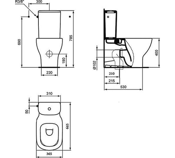 Чаша для унитаза-компакта Ideal Standard Tesi T008201