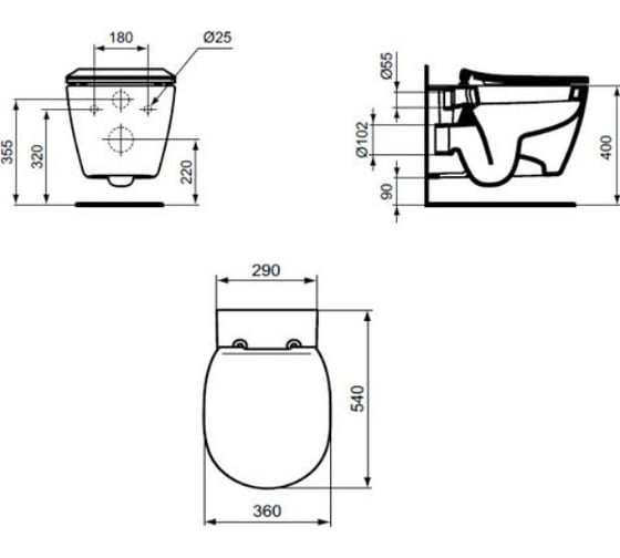 Подвесной унитаз Ideal Standard СONNECT дюропласт микролифт W941102