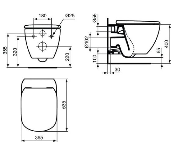 Унитаз подвесной Ideal Standard Tesi безободковый T355101
