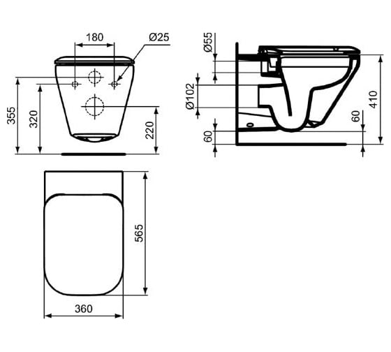Унитаз Ideal Standard с подвесной Tonic II безободковый K316501