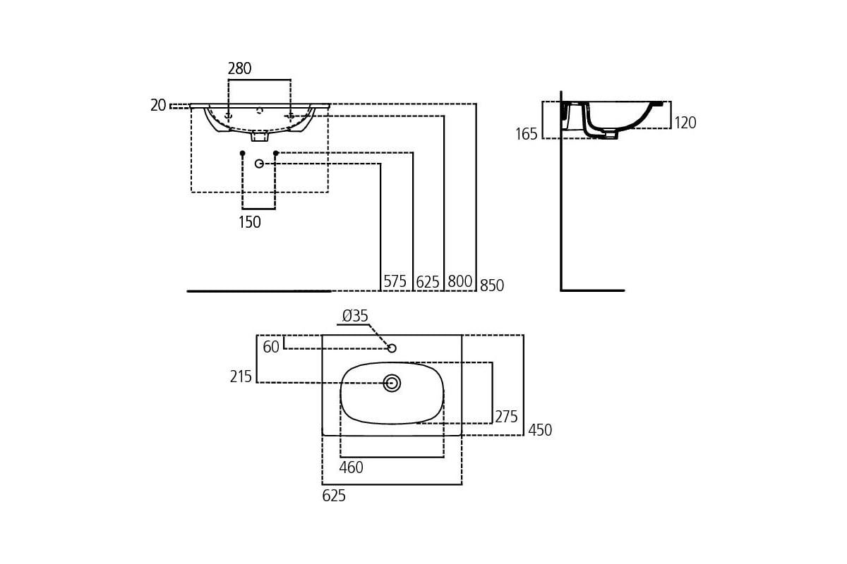 Подвесной Умывальник Ideal Standard TESI 60 T352201 - выгодная цена ...