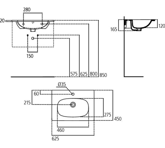 Подвесной Умывальник Ideal Standard TESI 60 T352201