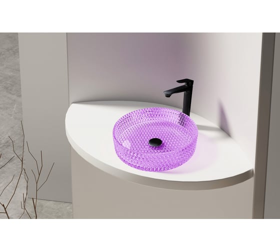 Накладная стеклянная раковина ABBER Glas фиолетовая AK2301P