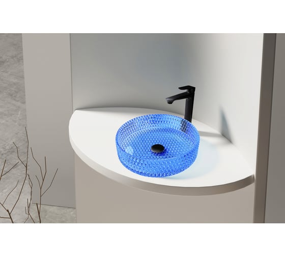 Накладная стеклянная раковина ABBER Glas синяя AK2301DB
