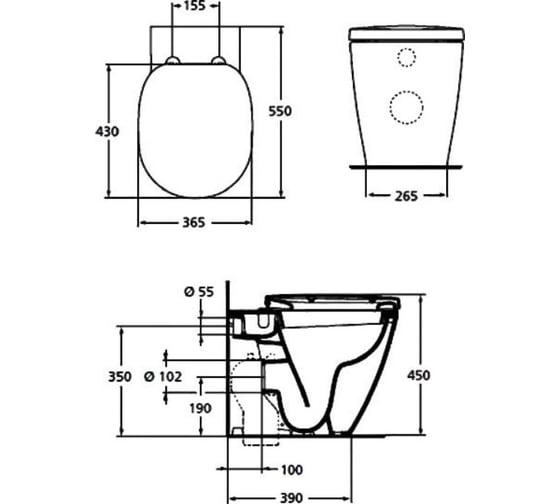 Чаша для унитаза приставного Ideal Standard Connect AquaBlade E052401