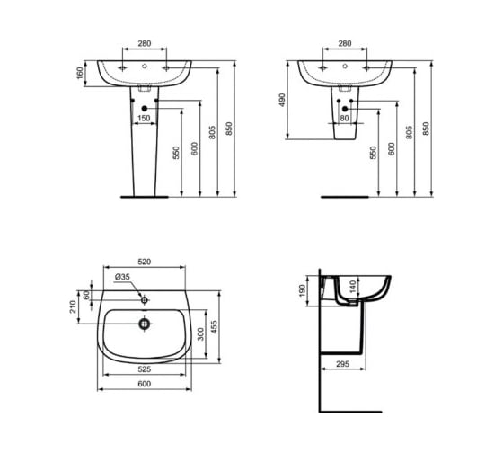 Раковина Ideal Standard Esedra 60 см T279801