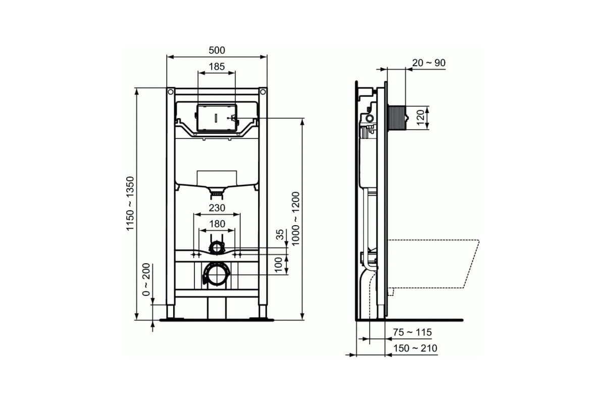 Система инсталляции для унитазов Ideal Standard Prosys Frame 120 M .