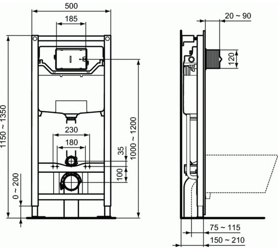 Система инсталляции для унитазов Ideal Standard Prosys Frame 120 M R020467