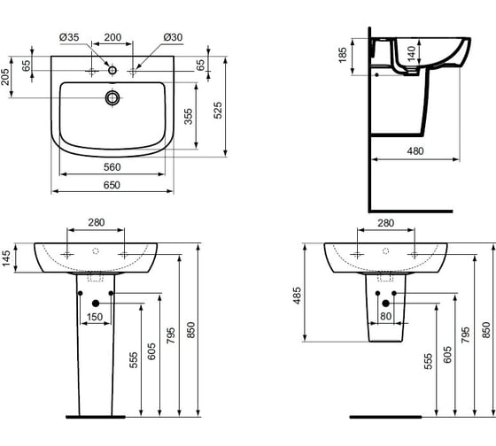 Раковина Ideal Standard Tempo 65 см T056301