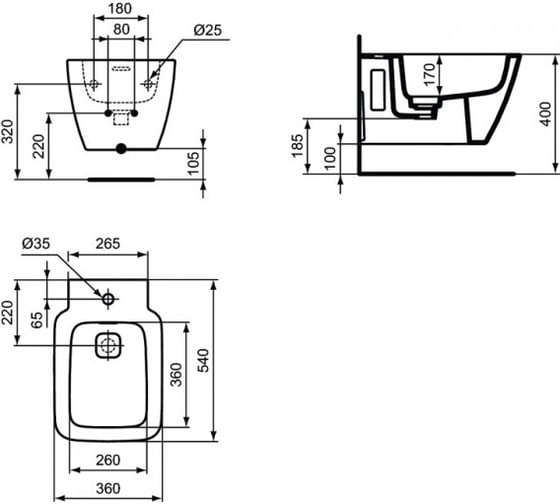 Подвесное биде Ideal Standard STRADA II T297101