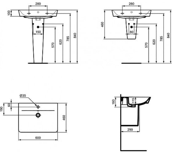 Раковина Ideal Standard Connect Air Cube 60 см E074201