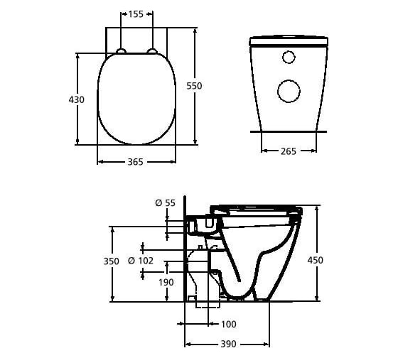 Чаша для приставного унитаза Ideal Standard Connect E803401