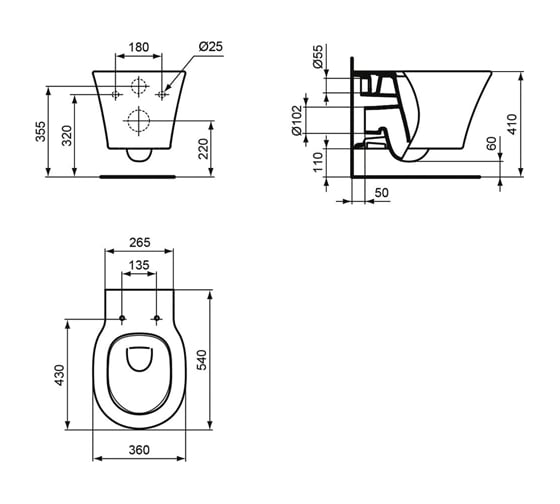 Чаша для подвесного унитаза Ideal Standard Connect Air AquaBlade E005401